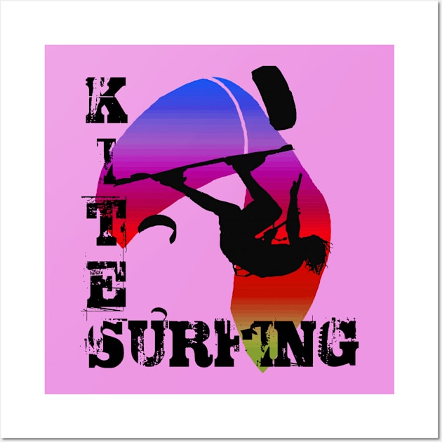 Kite Surfing WIth Freestyle Kitesurfer And Kite 4 Wall Art by taiche